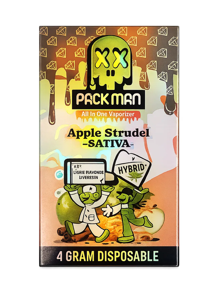 Apple Strudel Pack Man Liquid Diamonds D9 Live Resin Disposable 4G