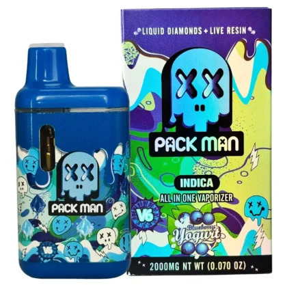 Blueberry Yogurt Pack Man V6 Liquid Diamonds Live Resin Vaporizer 2000MG