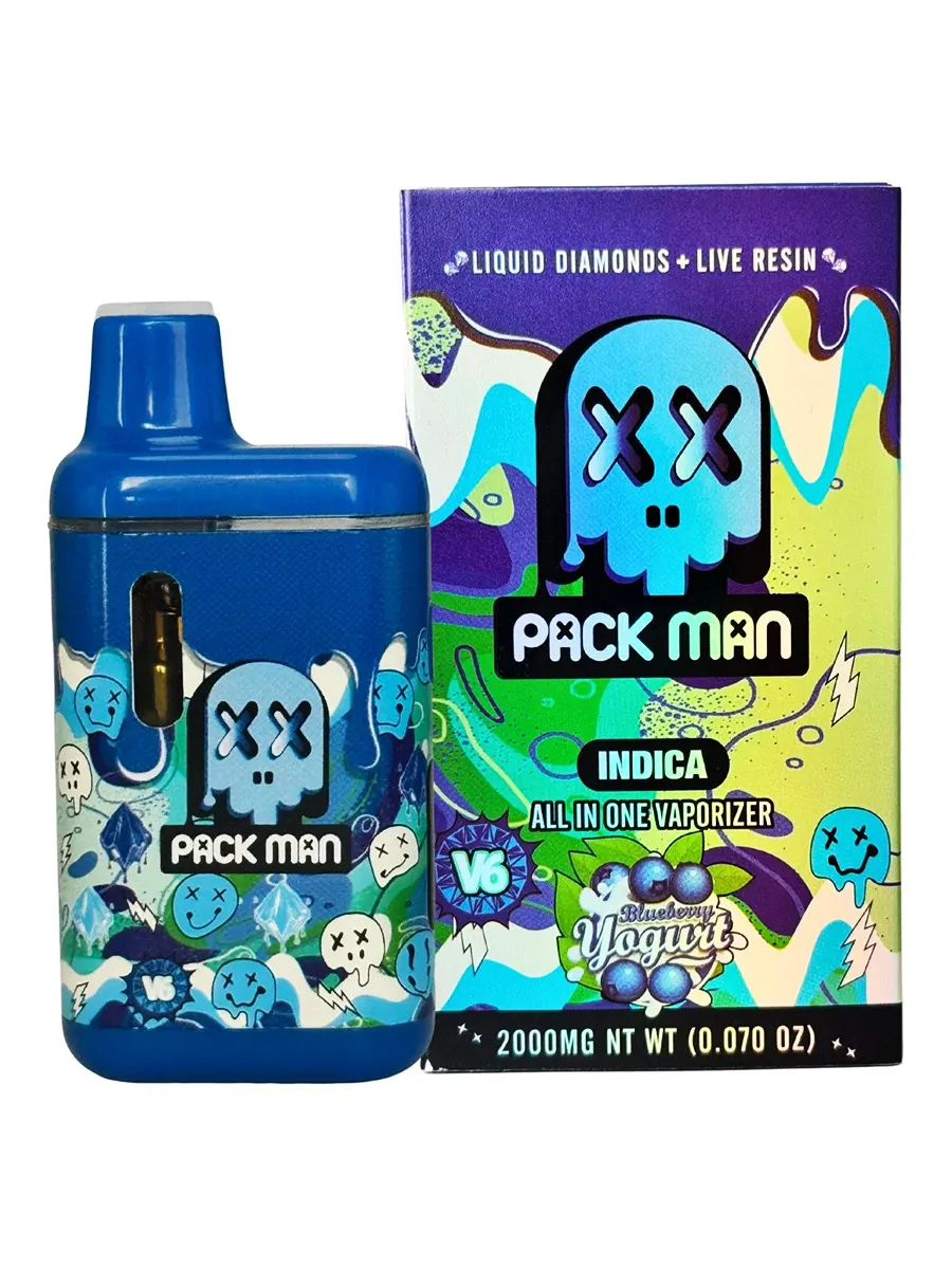 Blueberry Yogurt Pack Man V6 Liquid Diamonds Live Resin Vaporizer 2000MG