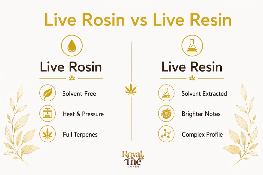 Infographic comparing live rosin and live resin