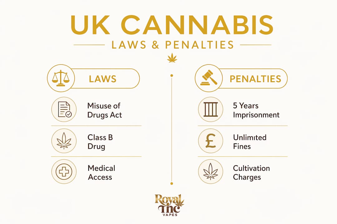 Infographic comparing UK cannabis laws and penalties